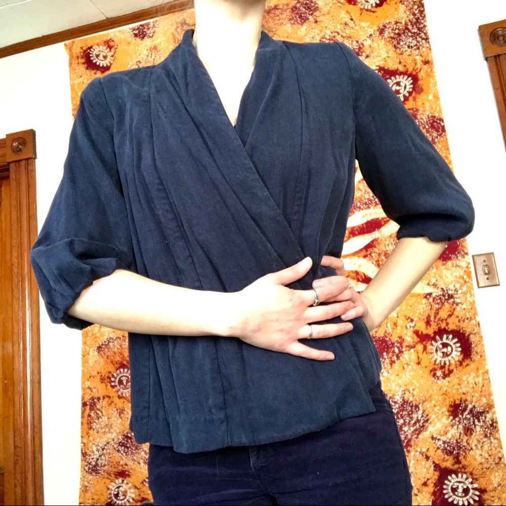 🌸 Navy Lined Silky H&M Slouchy Cardigan Comfy 🌸